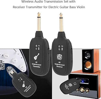 Guitar System Transmitter Receiver 4 Channel 730 MHz 50m Range for Electric Guitar Bass Violin USB Charging