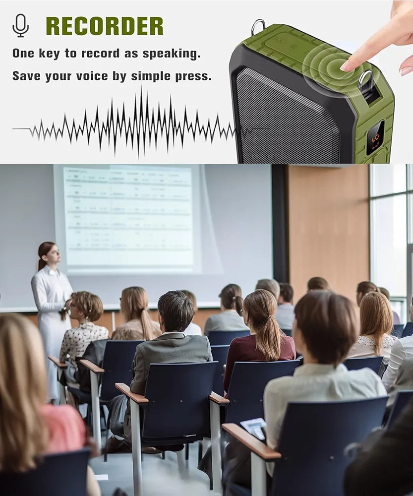 SHIDU Voice Amplifier for Teacher with Portable Microphone and Speaker, 18W Megaphone with Wired Mic Headset, IPX5 Waterproof & Rechargeable Bluetooth Speaker Systems for Tour Guide, Speech, Meeting