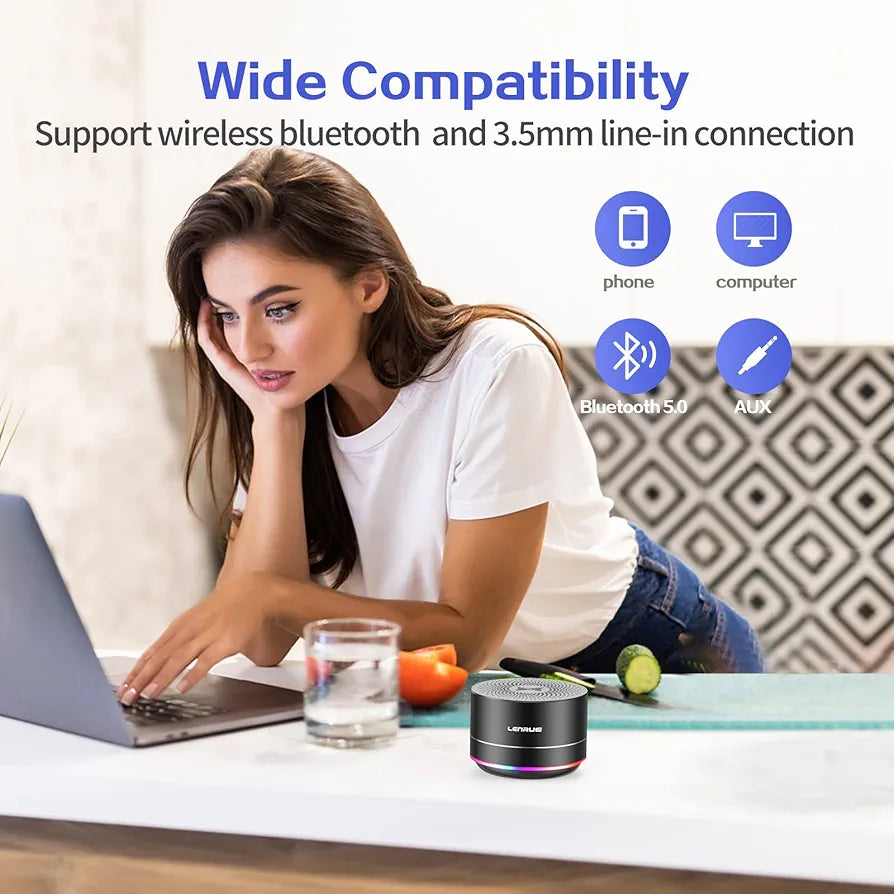 LENRUE Portable Bluetooth Speakers,Wireless Speaker with Clear Sound, Long Playtime, Small Mini Metal Speaker