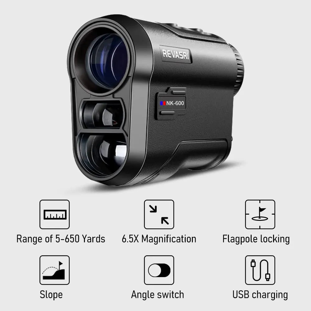 Golf/Hunting Rangefinder with Slope, Pin Lock Vibration and Slope Switch, 650 Yards Vertical Horizontal Distance and Scan, Laser Range Finder for Golfing Hunting, USB-C Charge
