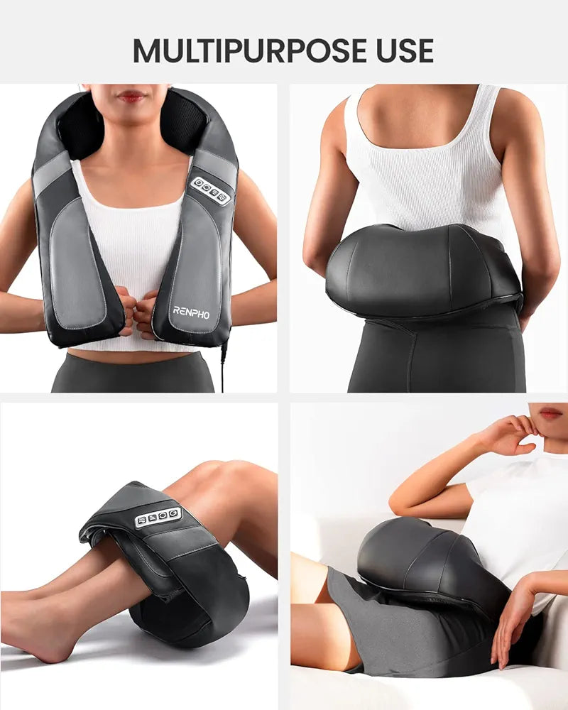 RENPHO Neck Massager with Bag, Shiatsu Shoulder Massager with Heat, Electric Deep Tissue 3D Kneading Back Massager for Body Muscle Pain Relief, Home, Office Use