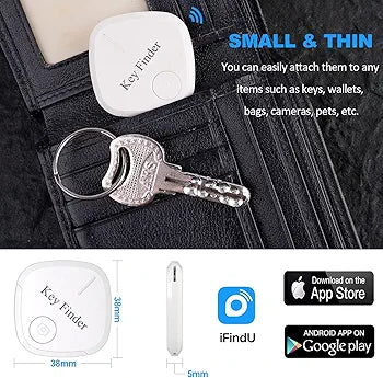Key Finder Item Finders, Smart Key Tracker Fob Bluetooth Locator Personal Key Phone Wallet Luggage Tracker for Kids Pets Anti-Lost Finder for iOS Android 2 Pack