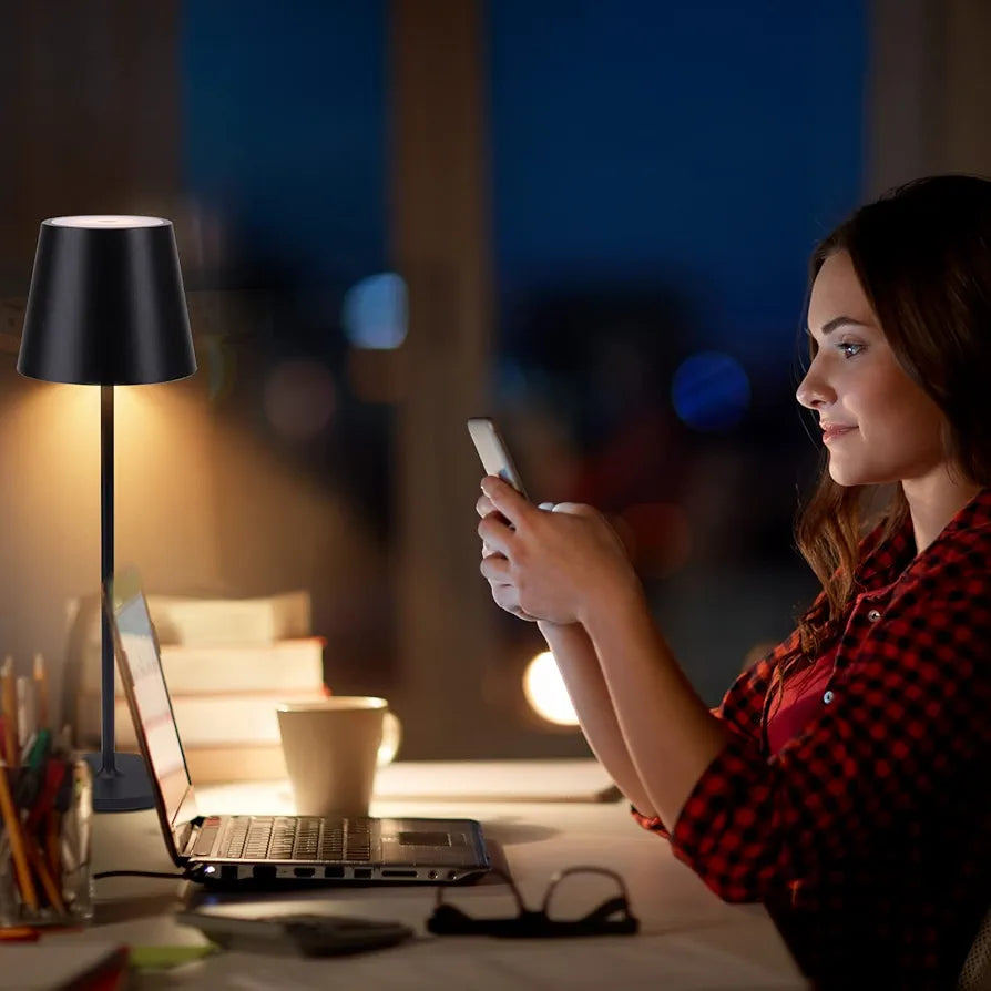 LED Table Lamp with Contact Charging Base 2W 3000K Rechargeable IP54 Outdoor/Indoor Black