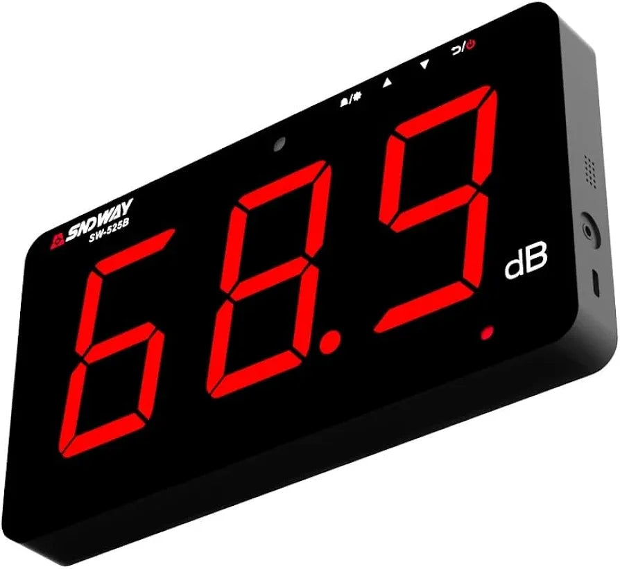 SNDWAY SW-525B Digital Sound Level Meter 30~130db Large Screen Display Wall Type Noise Meter Decibel Restaurant Bar Indoor/Office/bar
