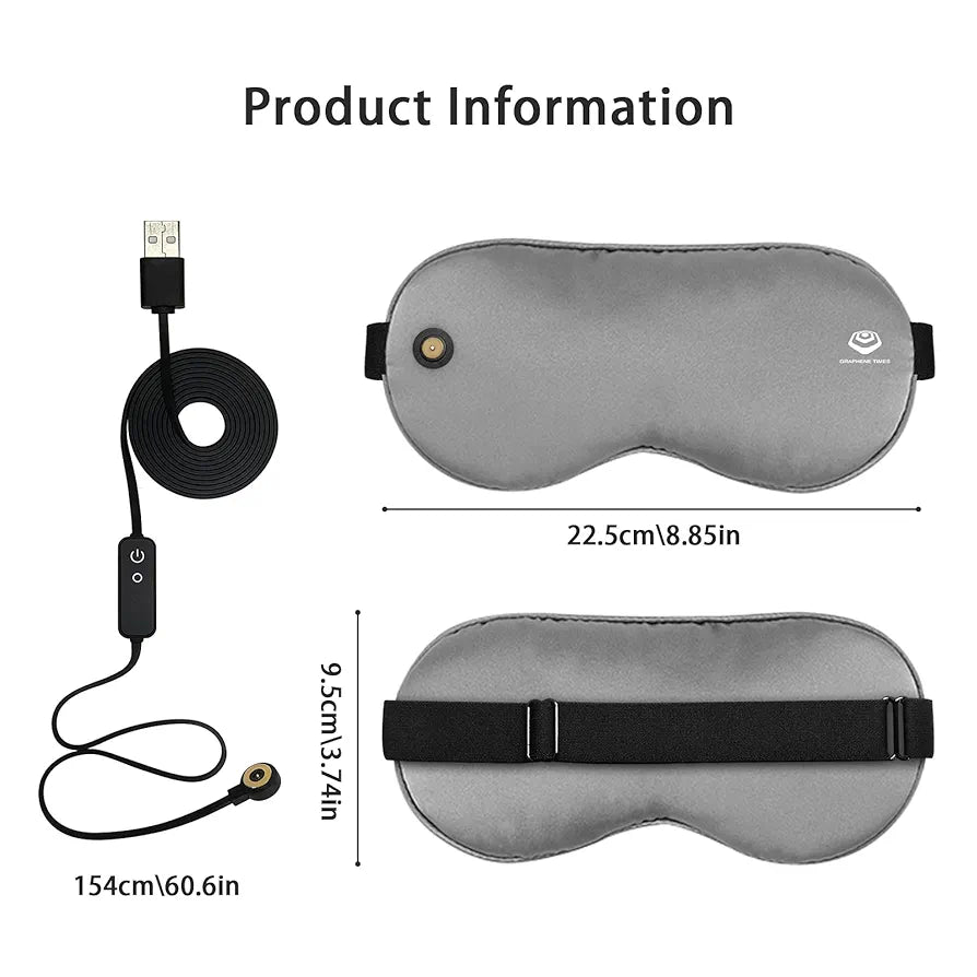 GRAPHENE TIMES Silk Eye Mask, Heated Eye Mask with Far-Infrared Physical Therapy by Electricity,3 Temperature Control Warm Therapeutic for Blepharitis, Eye Strain and Dry Eye