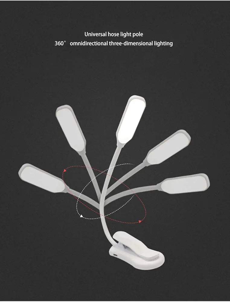Clip On Book Reading Light for Bed, Clamp On Book Light with 5 LED Eye Care, 3 Color Changeable