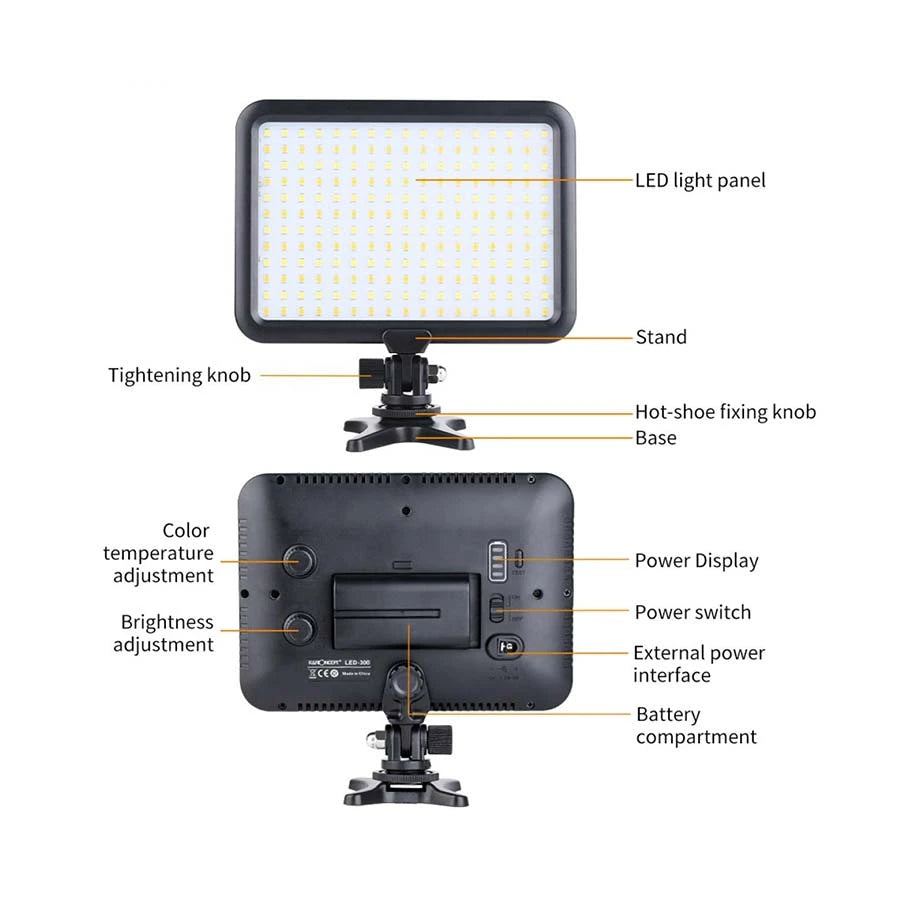 K&F Concept KF-300 Professional LED Video Light With Mini Tripod #KF34.012V1
