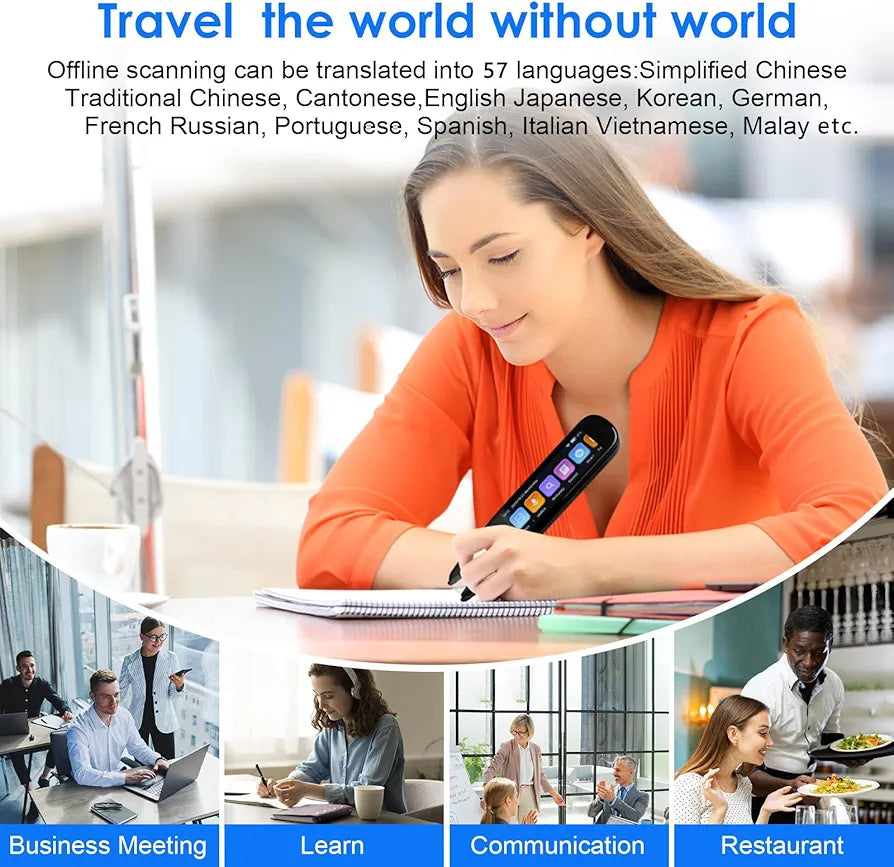 Scan Translator Pen, OCR Digital Reading Pen with 131 Language, Traductor de Idiomas, Smart Pen for Dyslexia Kids Adult, Instant Voice Translator for Study, Travel, Business