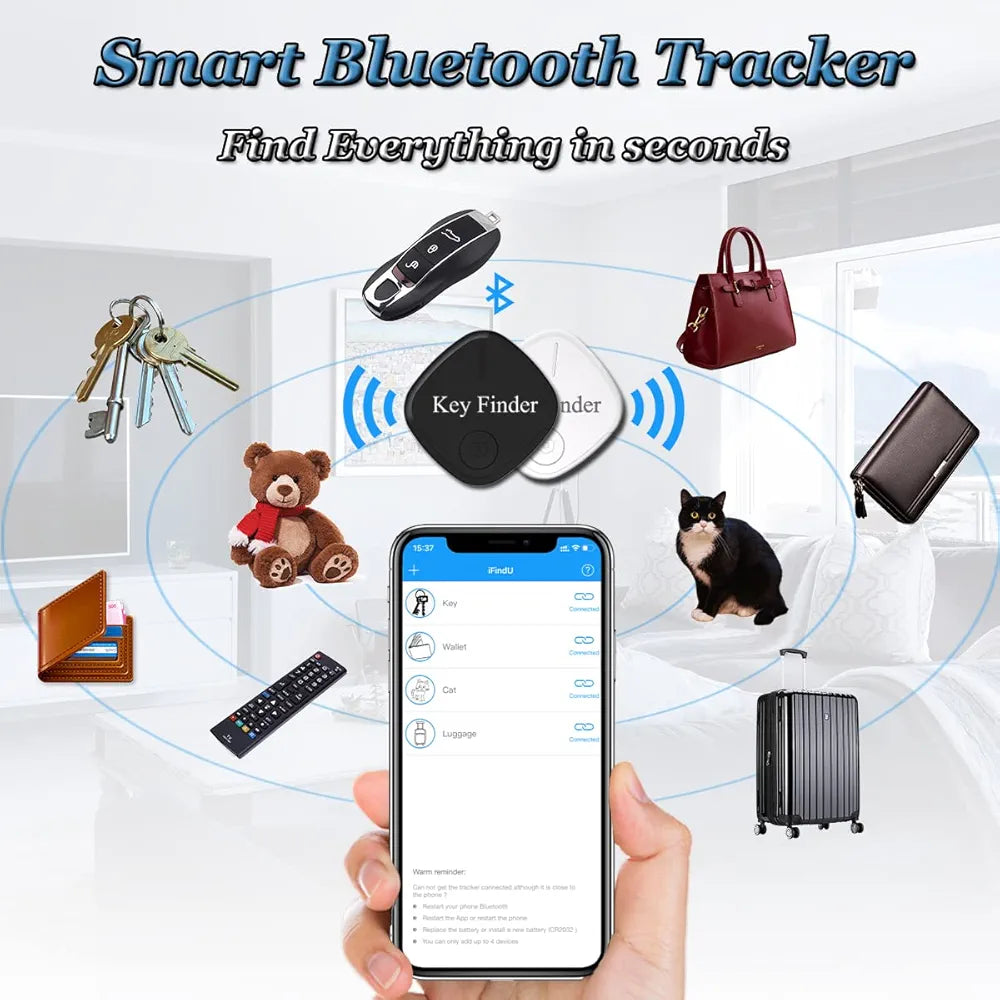 Key Finder Item Finders, Smart Key Tracker Fob Bluetooth Locator Personal Key Phone Wallet Luggage Tracker for Kids Pets Anti-Lost Finder for iOS Android 2 Pack