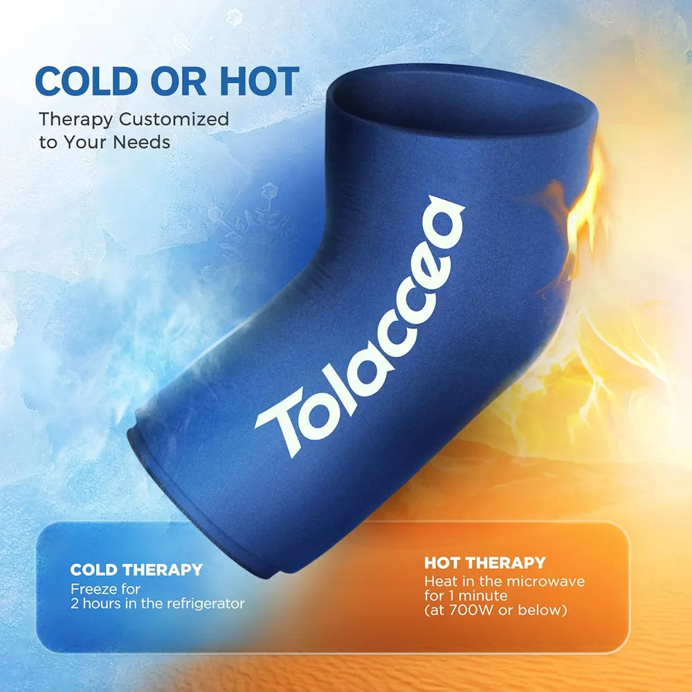 Elbow and Knee Ice Pack - Cold Ice Sleeve with Reusable Gel & Cold Therapy Compression for Knee, Shin Splints, Calf Strain, Flexible