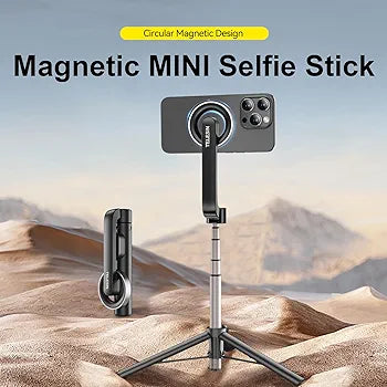 TELESIN Magnetic Selfie Stick Tripod with Bluetooth Remote Control, 27" Extendable Phone Stand Tripod for Magsafe for iPhone 15 14 13 12 Pro Max Series, All Android Phones with Magnetic Functionality