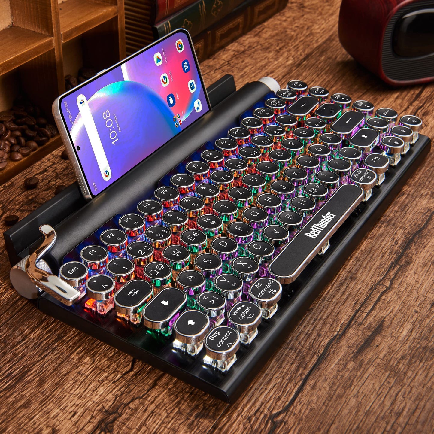 RedThunder RT84 Retro Typewriter Keyboard Bluetooth 5.0 Wireless, Mechanical Keyboard, Multiple Devices Connection for PC/MAC/Computer