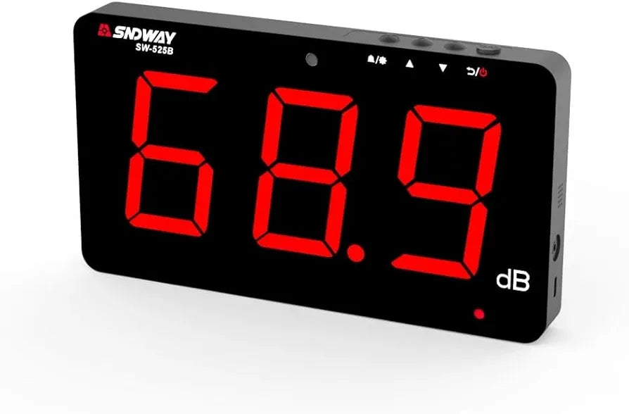SNDWAY SW-525B Digital Sound Level Meter 30~130db Large Screen Display Wall Type Noise Meter Decibel Restaurant Bar Indoor/Office/bar