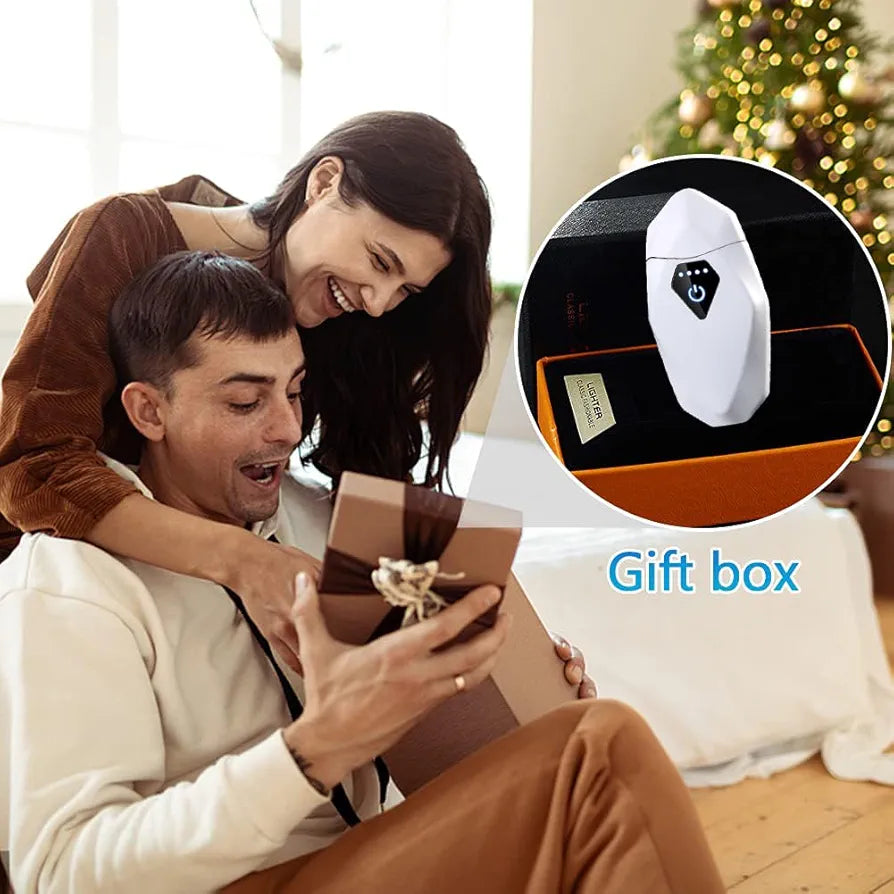 Diamond Electric Touch Plasma Windproof Dual Arc Lighter - Rechargeable USB with LED Battery Indicator