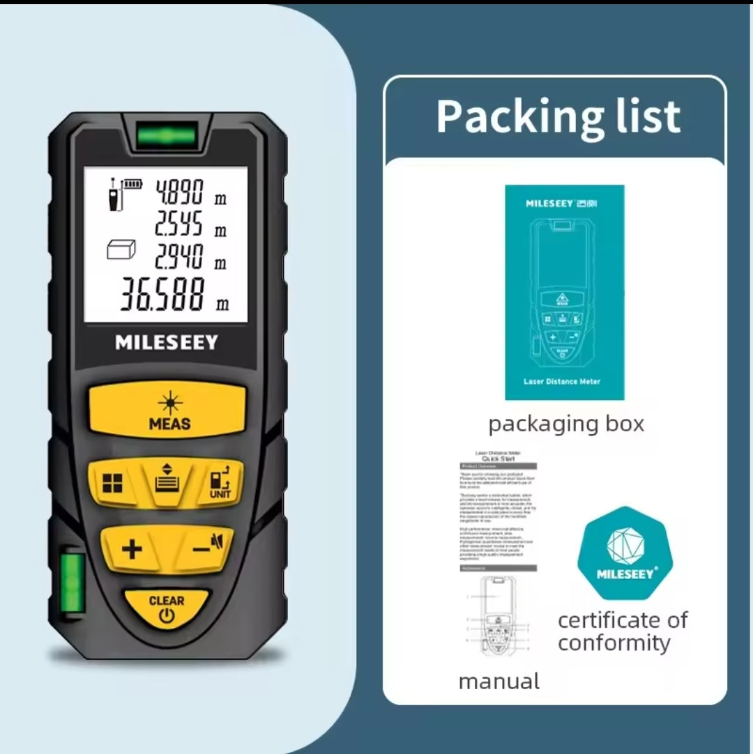 Mileseey S2 Laser Distance Meter,40m Professional Handel Indoor Rangefinder For Home Decorate and Measurement