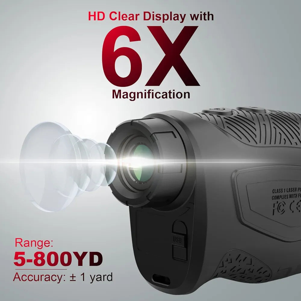 Range Finder Golfing, Fyobyye 800 Yards Golf Hunting Rangefinder with Slope Switch, High Precision Range Finder with Flag Pole Locking Vibration, 6X Magnification Golf Range Finder