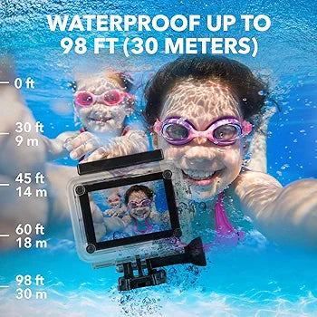 SNAPSHOT Action Camera 4K Underwater - 12MP HD Waterproof Video Cameras | 170 Degree Wide Angle Lens, 98FT, 90 Minute Battery | Sports Body Cam and Helmet Accessories Kit (Black)