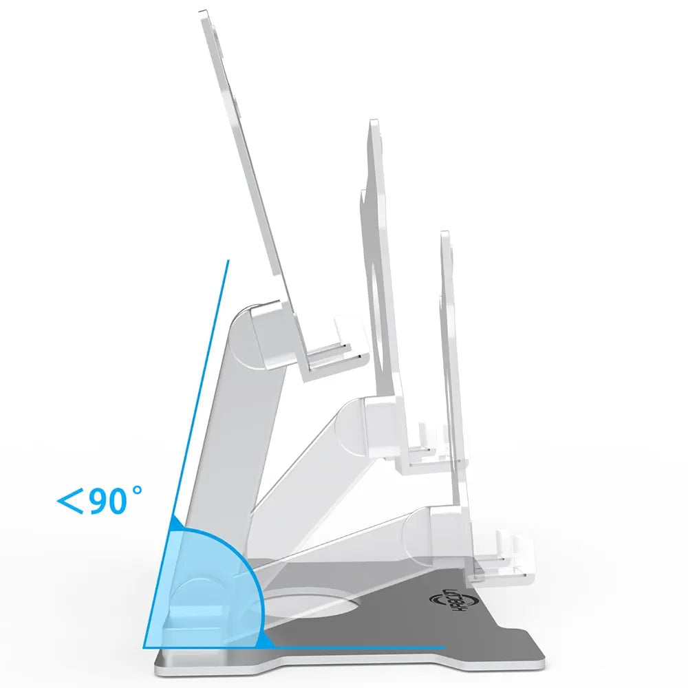 KABCON Quality Tablet Stand,Adjustable Foldable Eye-Level Aluminum Solid Up to 15-in Tablets Holder for Microsoft Surface Series Tablets,iPad Series,Samsung Galaxy Tabs,Amazon Kindle Fire,Etc.Silver/Grey
