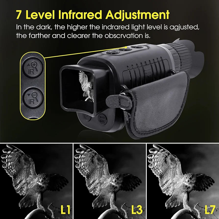 Digital Night Vision Monocular for 100% Darkness, 1080p Full HD Photo & Video Night Vision Goggles Portable Infrared Night Vision for Day & Night Hunting, Camping, Surveillance with 32GB Card