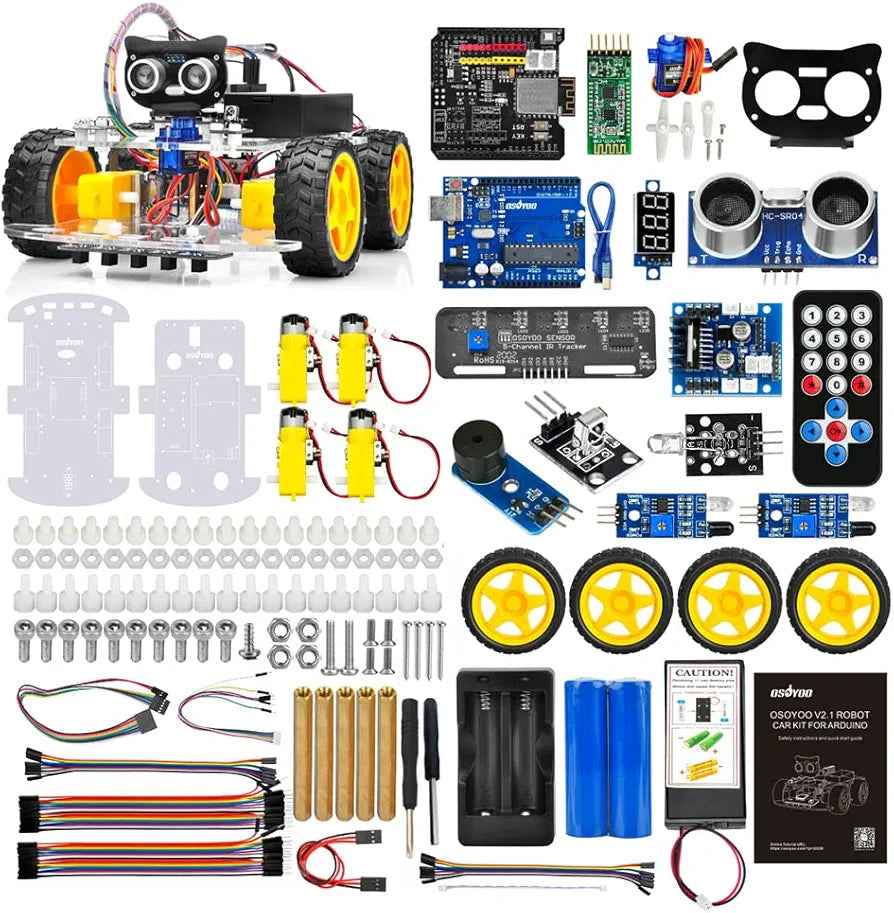 OSOYOO Robot Car Starter Kit for R3 | STEM Remote Controlled Educational Motorized Robotics for Building Programming Learning How to Code | IOT Mechanical DIY Coding for Teens Adults