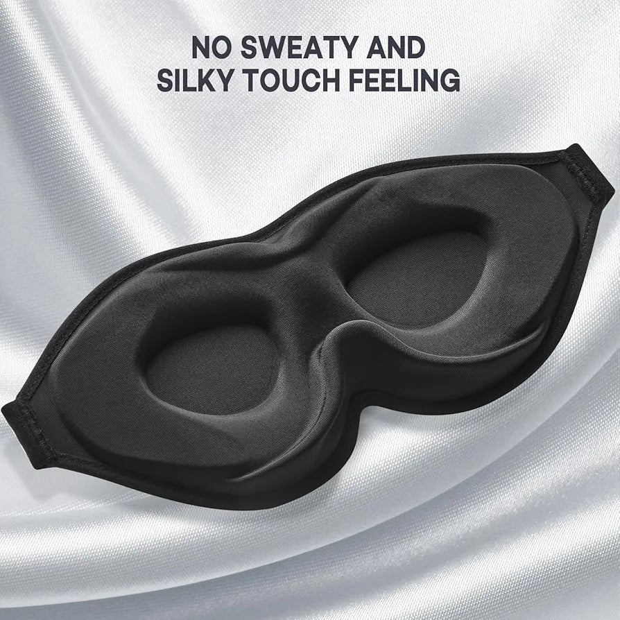 3D Sleep Eye Mask with 12mm Recessed Eye Sockets, Breathable Comfortable Soft Milk Ice Silk Sleeping Mask for Traveling Napping All Night Sleeping Yoga