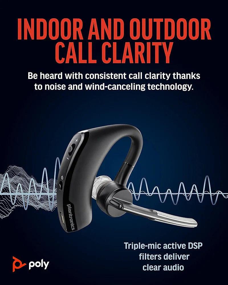 Poly Voyager Legend Wireless Headset (Plantronics) - Single-Ear Bluetooth w/Noise-Canceling Mic - Voice Controls - Mute & Volume Buttons - Ergonomic Design -Connect to Mobile/Tablet via Bluetooth -FFP