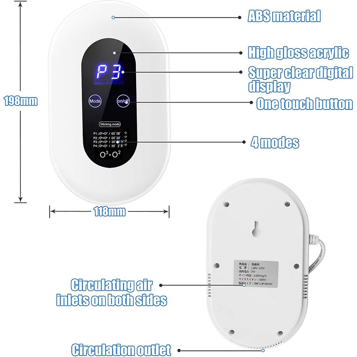 Ozone Air Purifier, 50 Sq Ft Portable Anti-bacterial Air Purifier, Auspicious
