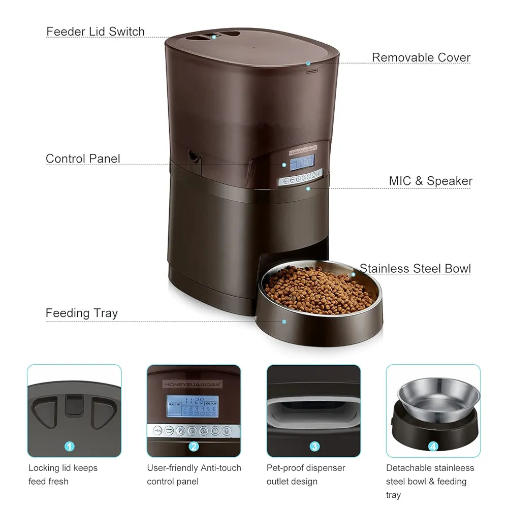 honeyguaridan A68 Automatic Pet Feeder, 7 L