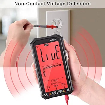 LCD Digital Multimeter 4.7 Inch TRMS 6000 Counts Voltmeter Auto-Ranging Fast Measures Voltage Current Amp Resistance Diodes Continuity Duty-Cycle Capacitance Temperature for Automotive