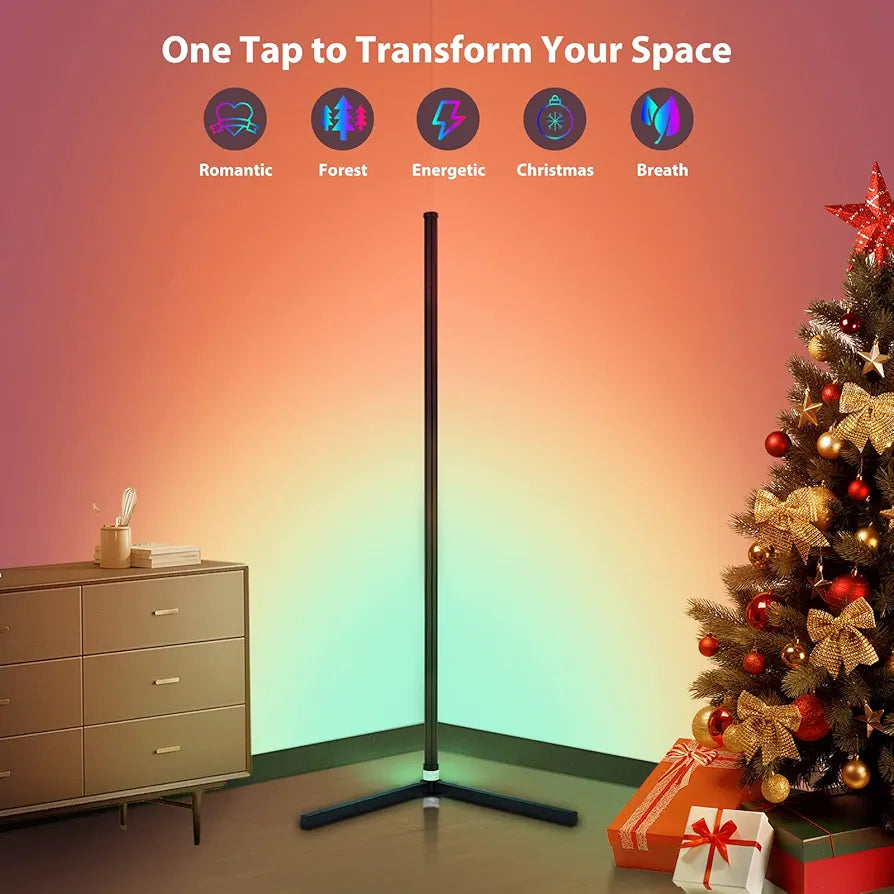 RGB Corner Floor Lamp, Bluetooth APP and Remote Control Music Sync LED Modern Floor Lamp for Living Room,