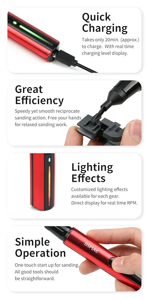 Electric Reciprocating Sander – Precision Multi-Speed Sanding Tool with Fine Sandpaper for Crafts, Miniatures, Jewelry, Woodworking, Resin Kits, Model Automotive Detailing, DIY & Hobbyists