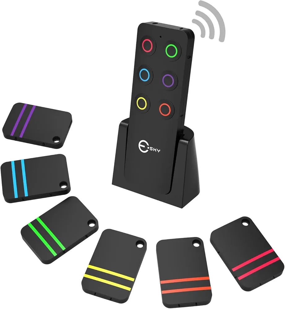 Esky Key Finder Fob, Item Tracker Key Finders & Trackers with 85dB Noise Sound and 6 Receivers Wallet Finder and Item Locator