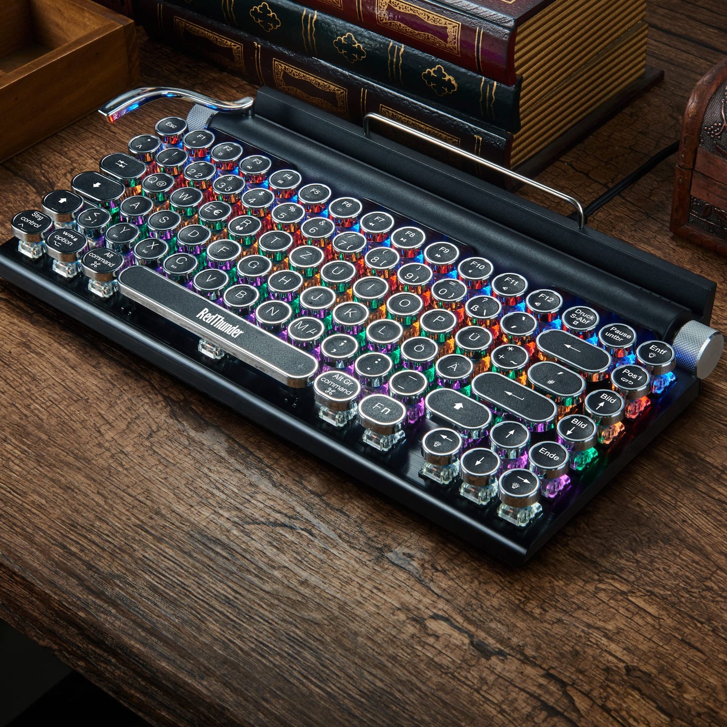 RedThunder RT84 Retro Typewriter Keyboard Bluetooth 5.0 Wireless, Mechanical Keyboard, Multiple Devices Connection for PC/MAC/Computer