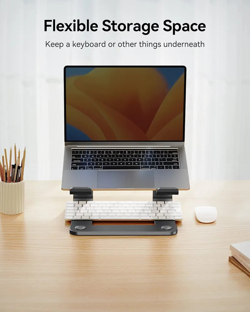 LORYERGO Laptop Stand, Ergonomic Laptop Riser Laptop Stand for Desk, Notebook Stand Compatible with Most 10-15.6” Laptops, Space Grey