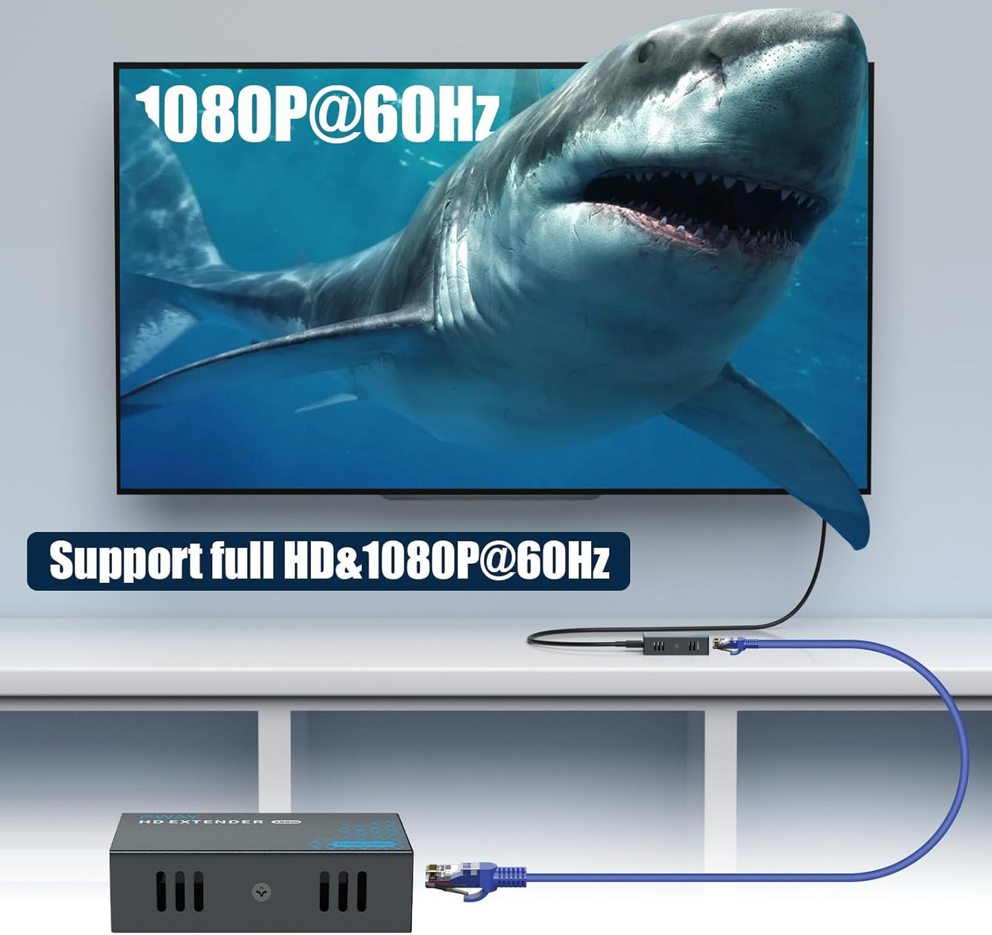 ZPTEK HDMI Extender 500ft Over Cat5e/6, Full HD 1080P@60Hz Video, One-to-Many Transmission