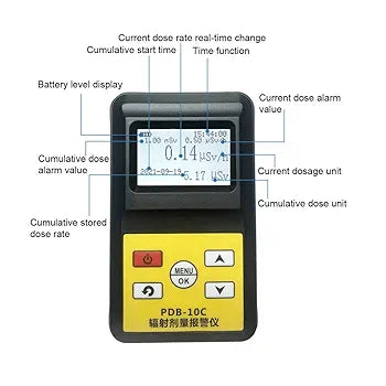 Portable Nuclear Radiation Detector Personals Geiger Counter X-Ray Beam Detection Tool Practical Radioactive Tester for Household Sound Light Vibration Alarm