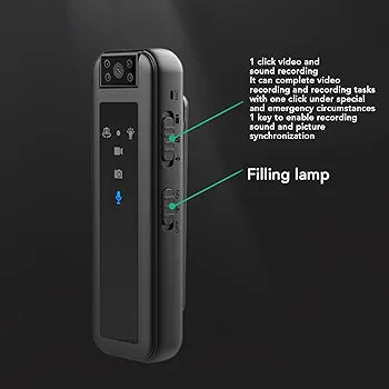 Wearable Body Camera, Mini Video Recorder with Night Vision, 1080P 180° Rotatable Lens Portable Video Camera for Walking Riding Outdoor Home