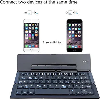 Geyes Foldable Bluetooth Keyboard Portable Folding Wireless Keyboard with Portable Pocket Size, Aluminum Alloy Housing for iPhone,iPad, Tablet,Laptops and Smartphones (Black)