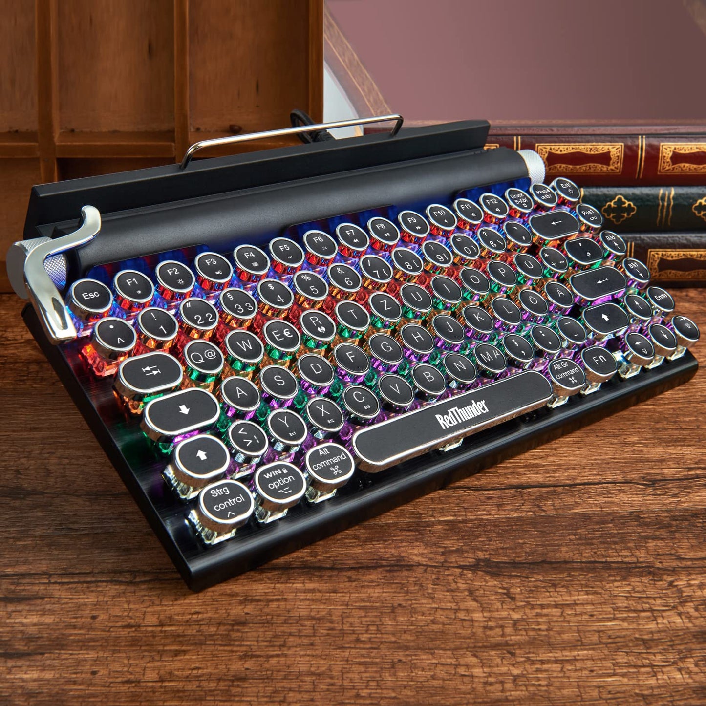 RedThunder RT84 Retro Typewriter Keyboard Bluetooth 5.0 Wireless, Mechanical Keyboard, Multiple Devices Connection for PC/MAC/Computer