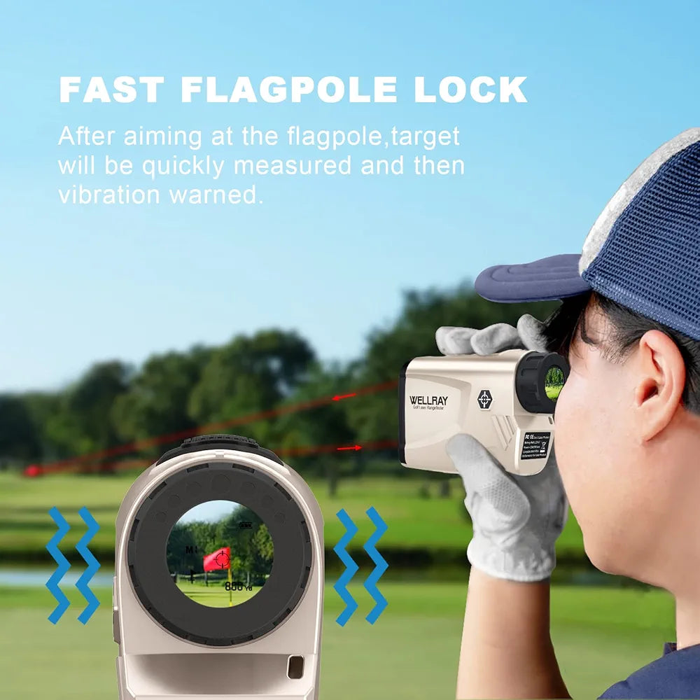 WELLRAY Golf Rangefinder, Laser Golf Rangefinder with Slope,650 Yards Rang Finder Devices with 6X Magnification & Flag Pole Locking Vibration Function, Range Finder for Golfing & Hunting,3 Modes