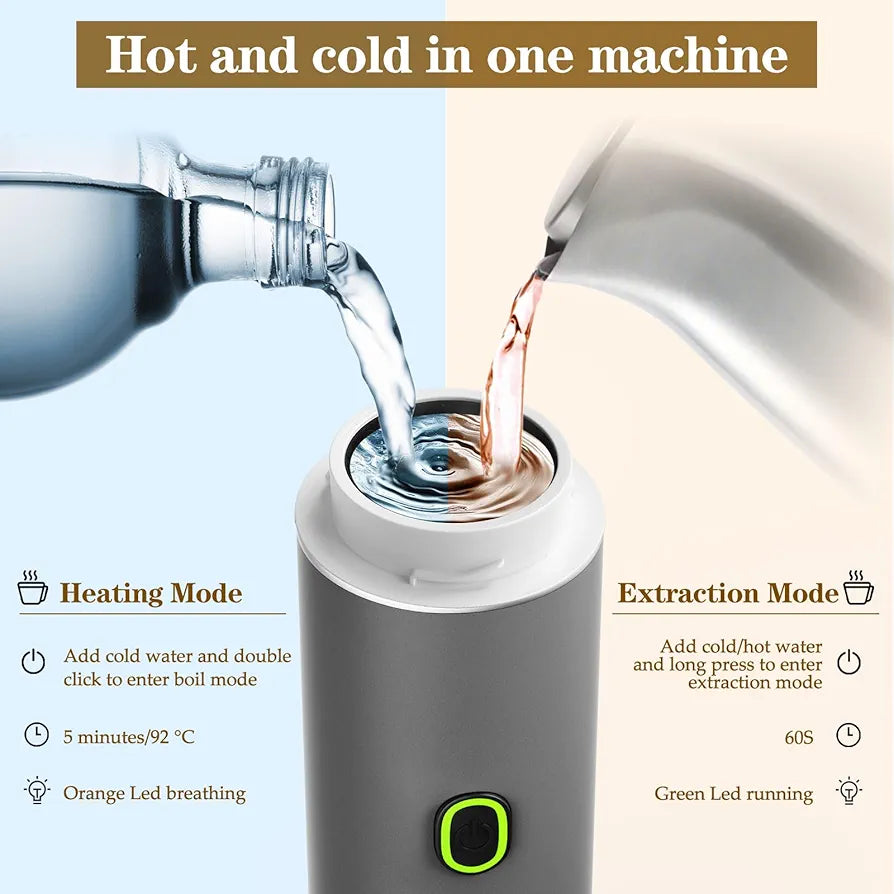 Expresso 3in 1 Portable Machine, Mini Coffee Maker for Travel, Self-Heating Car Coffee Maker with USB-C, Small Espresso Machine with Ground Coffee & Capsules
