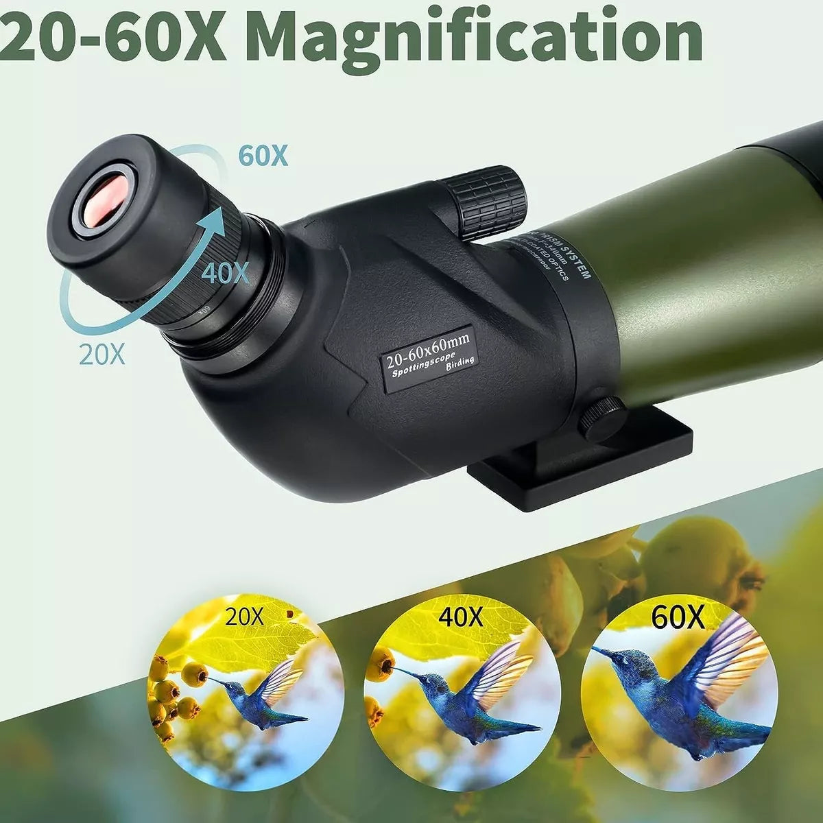 Gosky 20-60 x 80 Porro Prism Spotting Scope - Waterproof Spotting Scope for Bird Watching, Target Shooting, Archery, Outdoor Activities - with Tripod and Digiscope Adapter