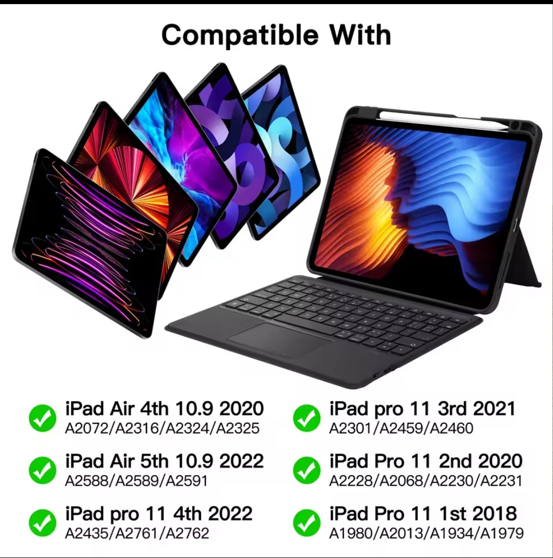 GOOJODOQ Magic Keyboard A1896 Case for iPad Pro 11 iPad Air 5 Air 4 iPad 9th Generation 10.2/10.5 Magnetic Detachable RGB Keyboard