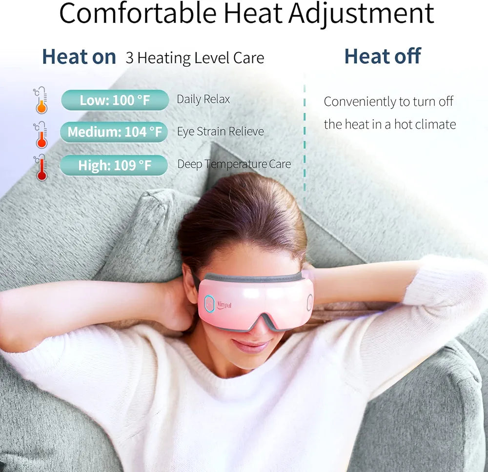Slimpal Eye Massager, Heated Eye Massager for Migraines, Headache Massager with Heat and Vibration, Eye Strain Relief, Temple Massager for Sleep, Relaxation Gifts for Women/Men