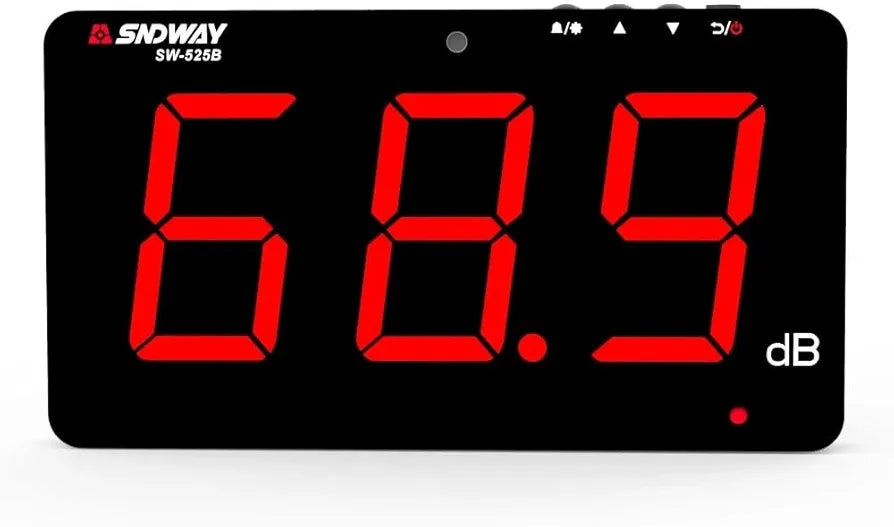 SNDWAY SW-525B Digital Sound Level Meter 30~130db Large Screen Display Wall Type Noise Meter Decibel Restaurant Bar Indoor/Office/bar