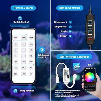 Lominie Aquarium Plant Light 30W Freshwater LED Aquarium Light Full Spectrum with Remote Control for Refugium Shrimp Tropical Fish Tank)