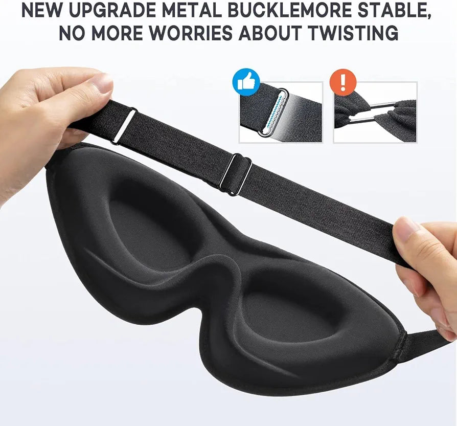 3D Sleep Eye Mask with 12mm Recessed Eye Sockets, Breathable Comfortable Soft Milk Ice Silk Sleeping Mask for Traveling Napping All Night Sleeping Yoga