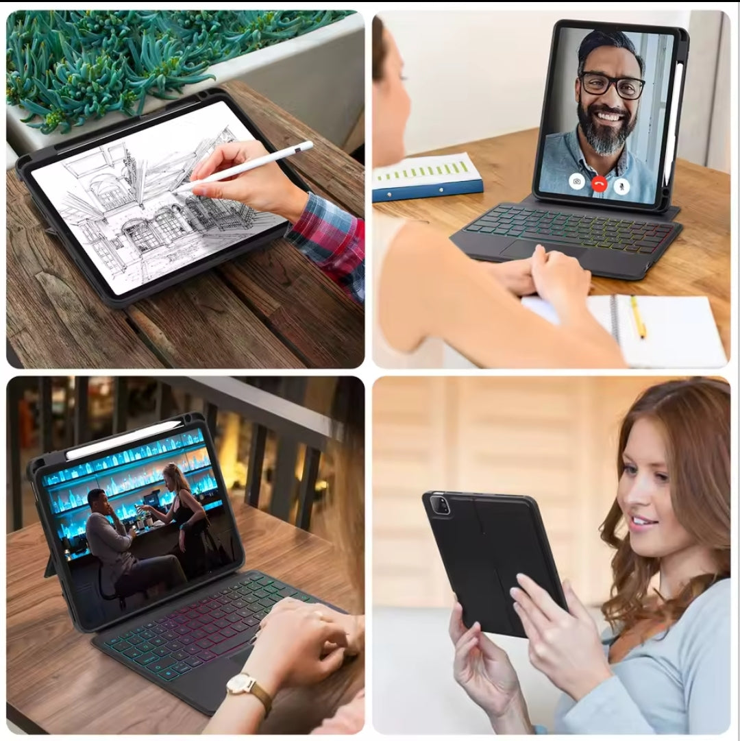 GOOJODOQ Magic Keyboard A1896 Case for iPad Pro 11 iPad Air 5 Air 4 iPad 9th Generation 10.2/10.5 Magnetic Detachable RGB Keyboard