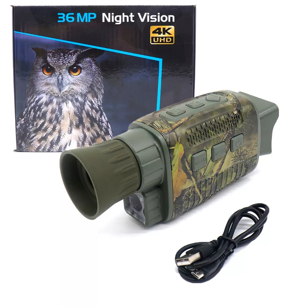 4K 36MP Infrared Night Vision Monocular 5X Digital Zoom Colored Night Vision Take Photos and Videos Function for Outdoor Camping Traveling Observation Searching Exploration