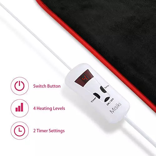 Heating Pad Misiki Electric for Back Pain (33 33 x 23 Inch, Black
